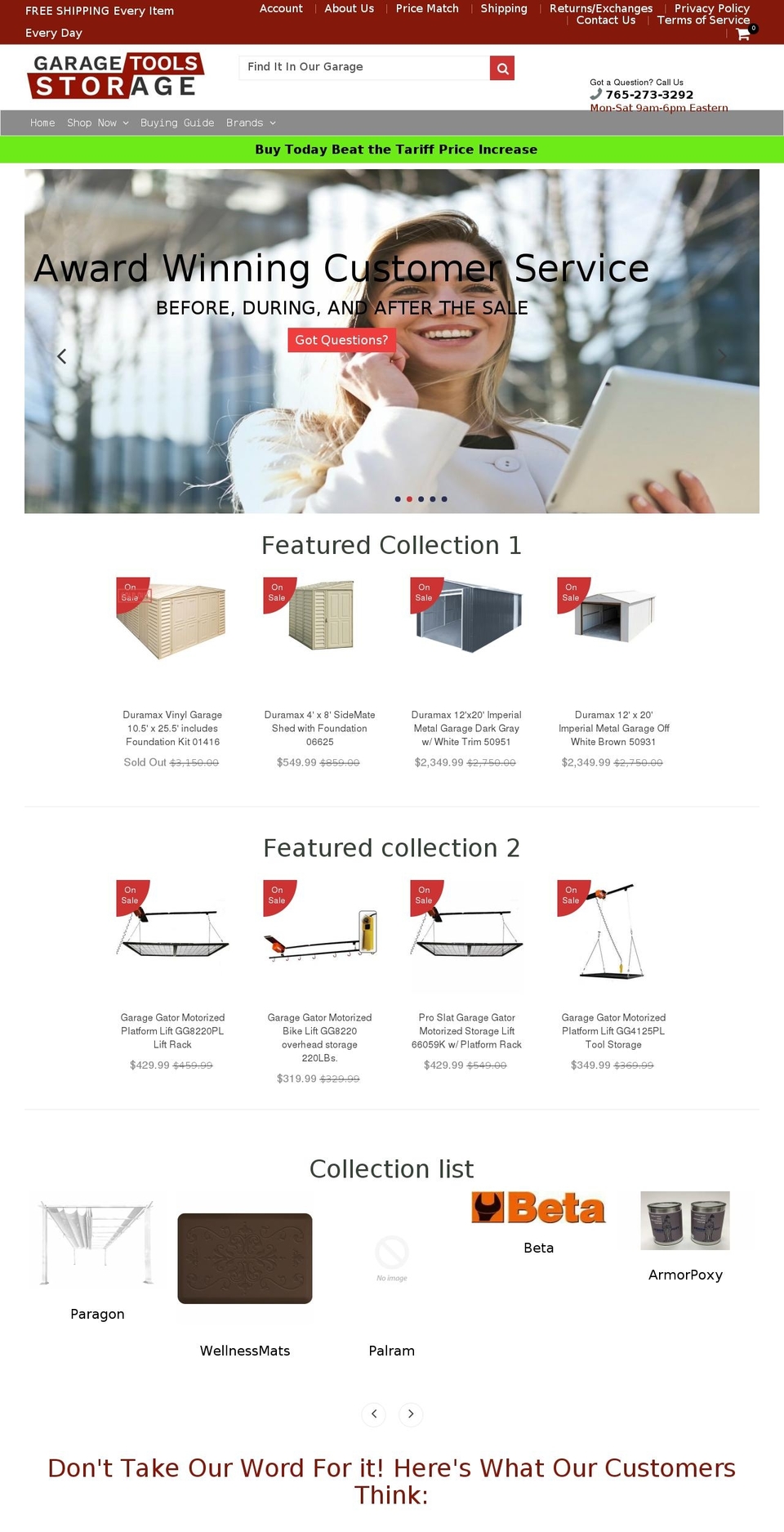 DSL Theme Shopify theme site example garagetoolsstorage.com