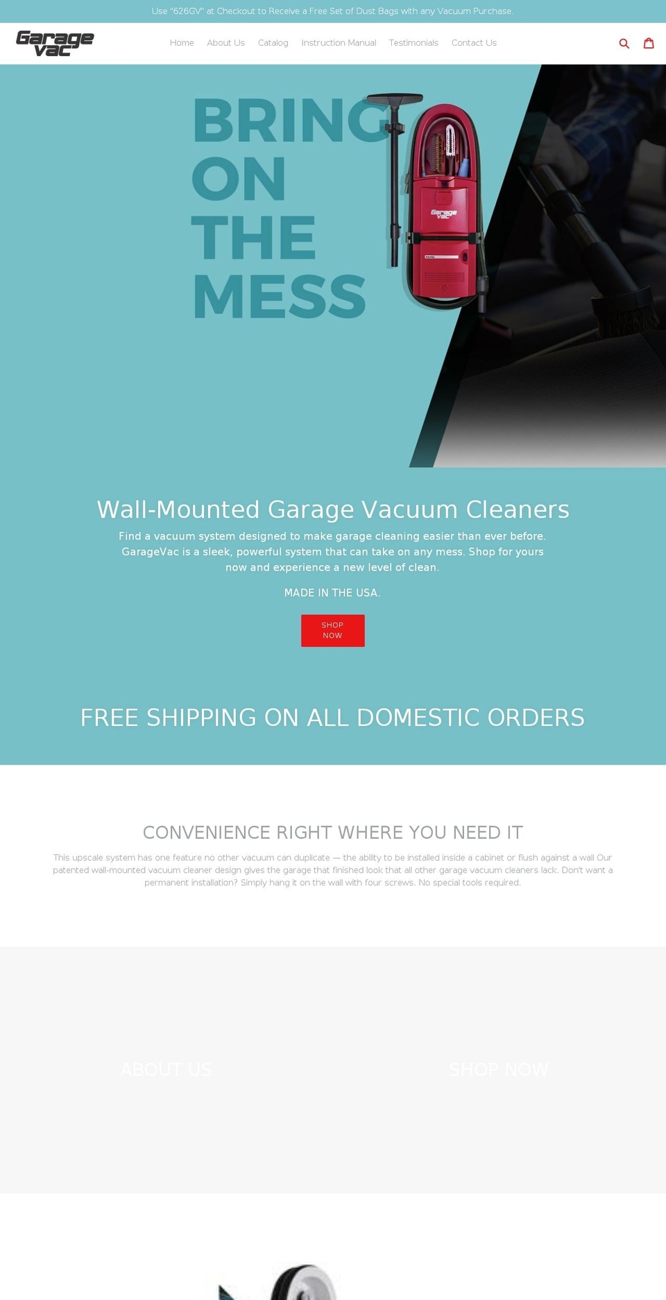 v1-5madwiresectionstheme Shopify theme site example garagevac.com