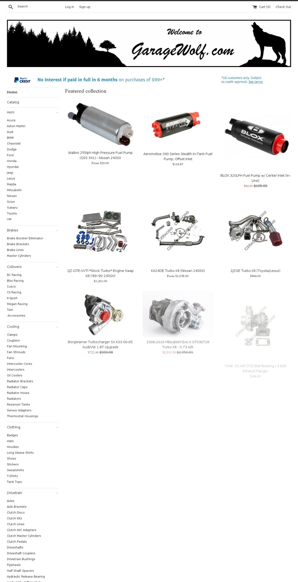 garagewolf.com — Shopify storefront screenshot