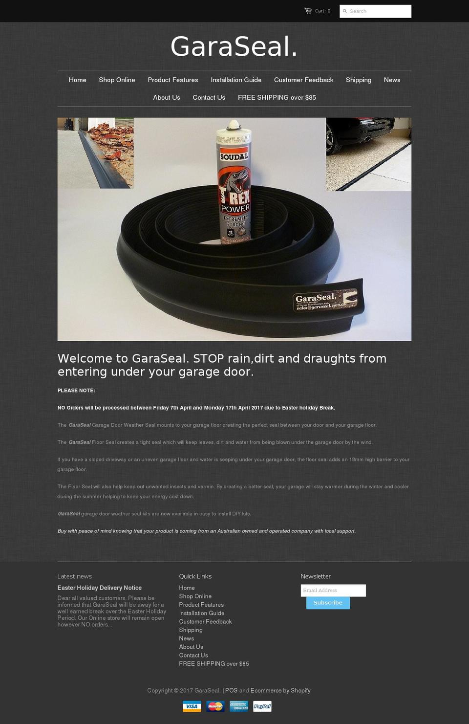 garaseal.com.au shopify website screenshot