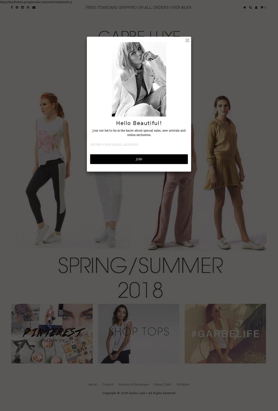 garbeclothing.com — Shopify storefront screenshot