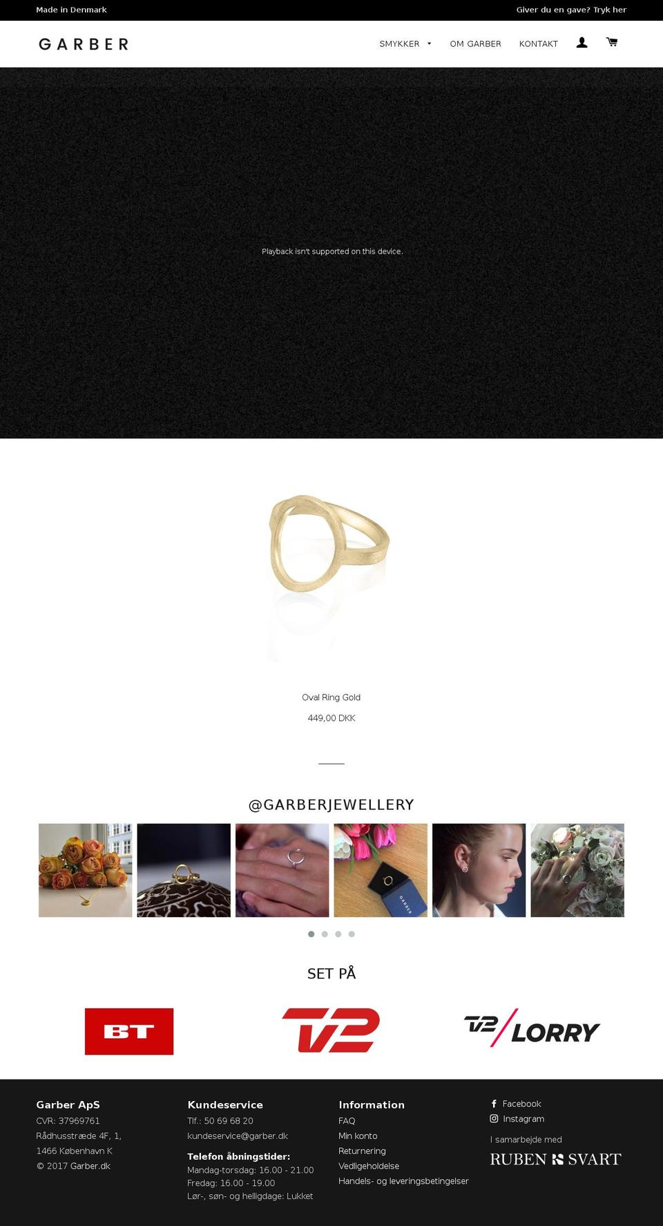 garber.dk shopify website screenshot