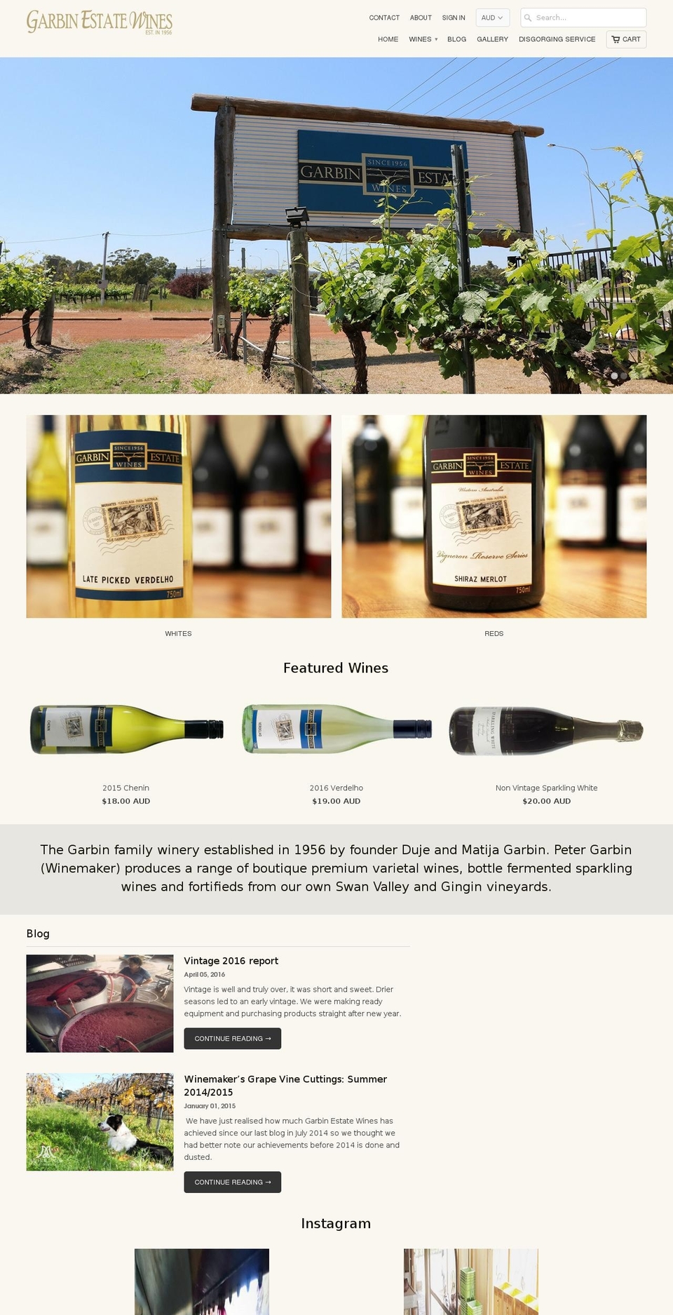 garbinestatewines.com.au shopify website screenshot