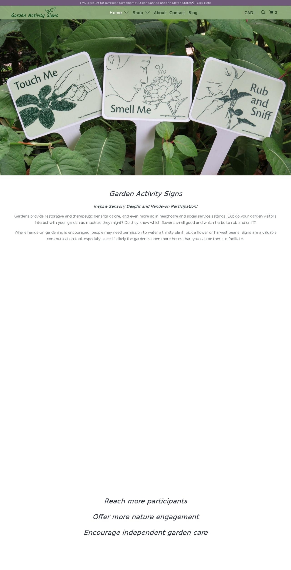 gardenactivitysigns.com — Shopify storefront screenshot