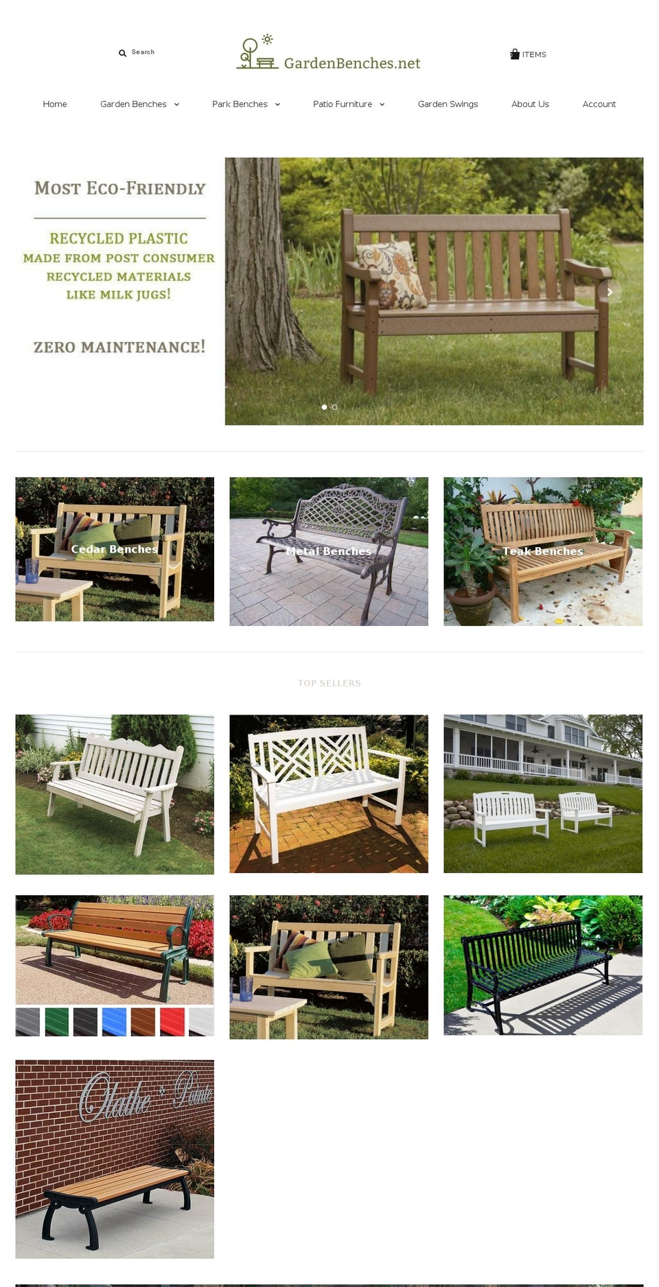 gardenbenches.net shopify website screenshot