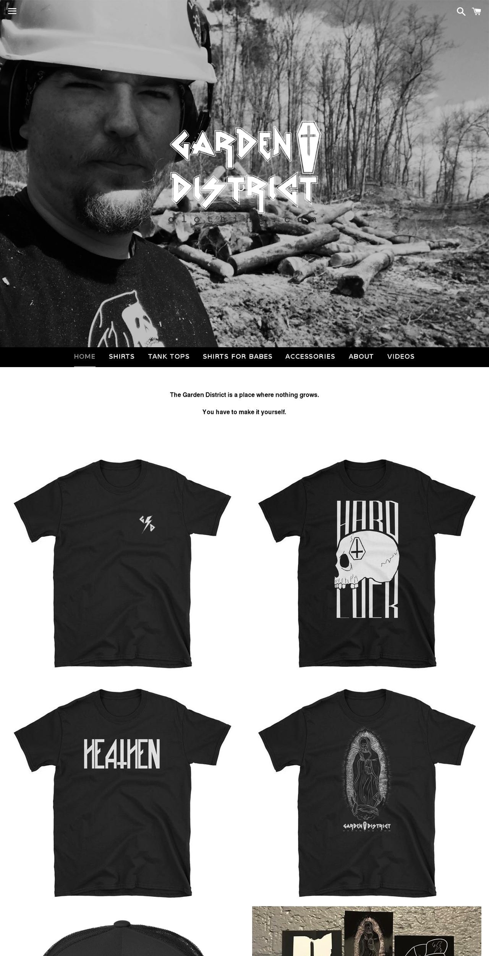gardendistrictclothing.com shopify website screenshot
