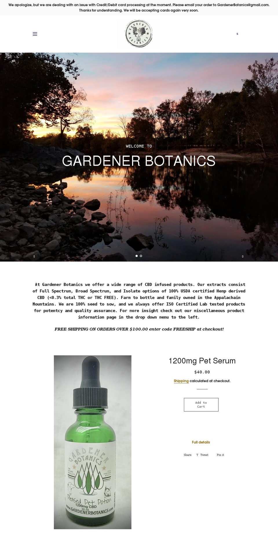 gardenerbotanics.com shopify website screenshot