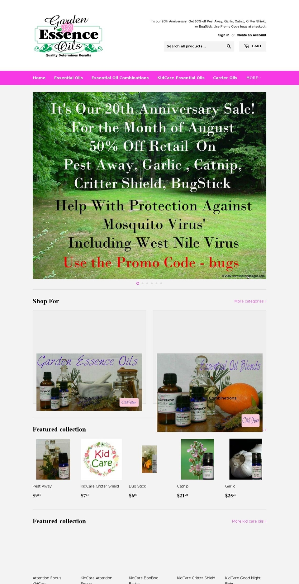 gardenessenceoils.com shopify website screenshot