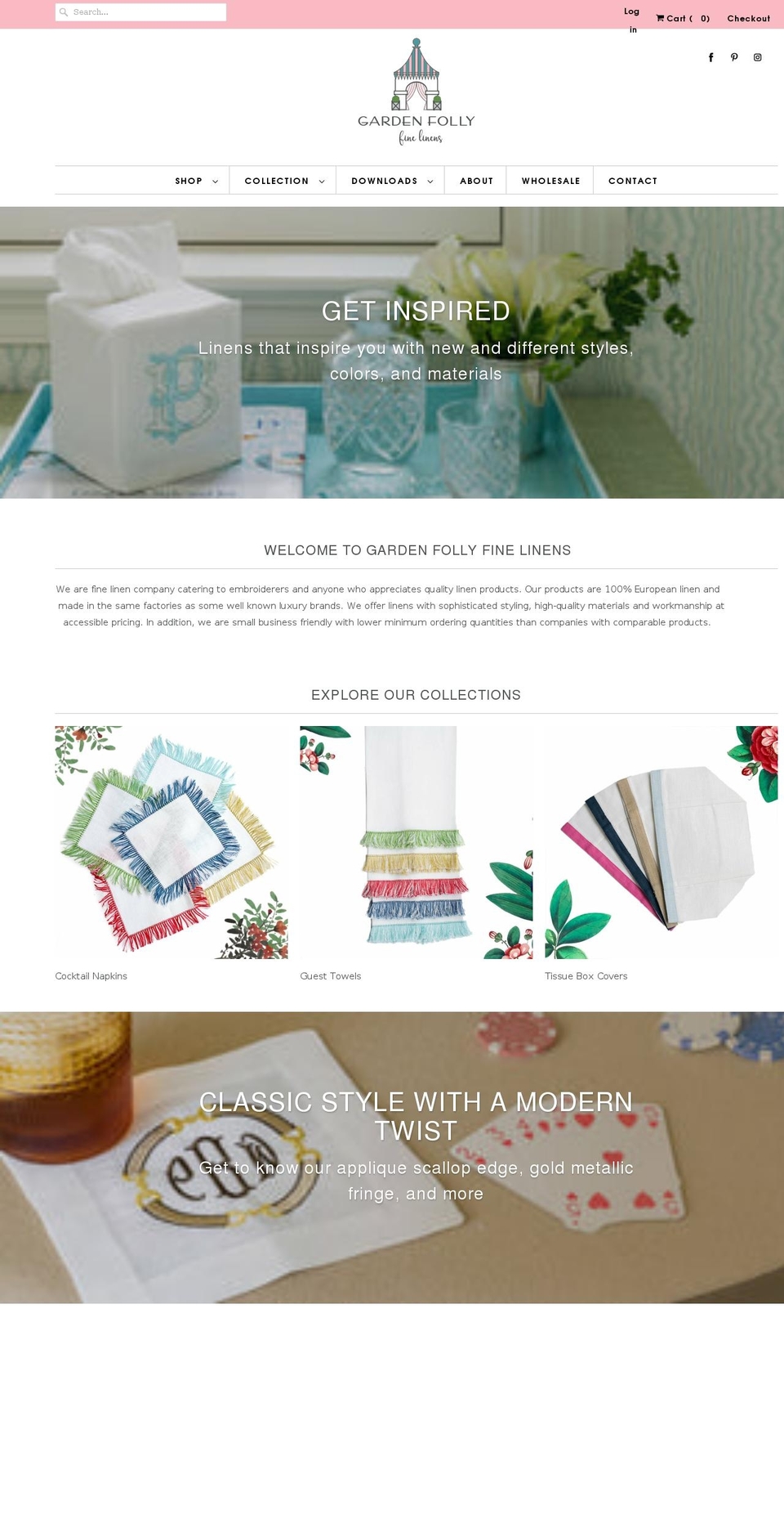 gardenfollyfinelinens.com shopify website screenshot