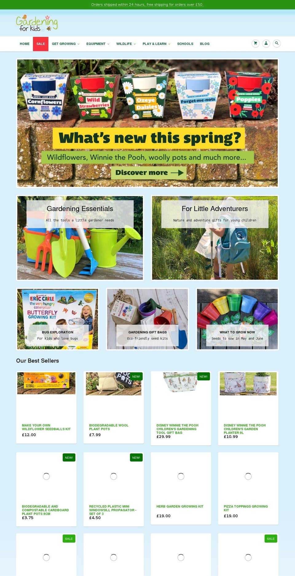 gardeningforkids.co.uk shopify website screenshot