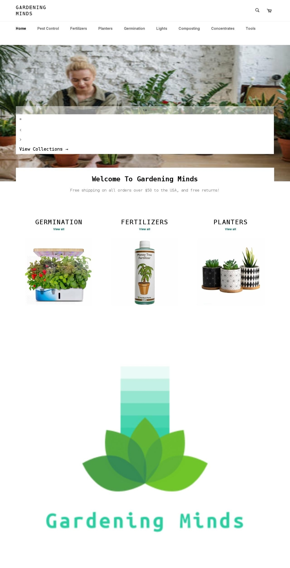 Dropshipusatheme Shopify theme site example gardeningminds.com