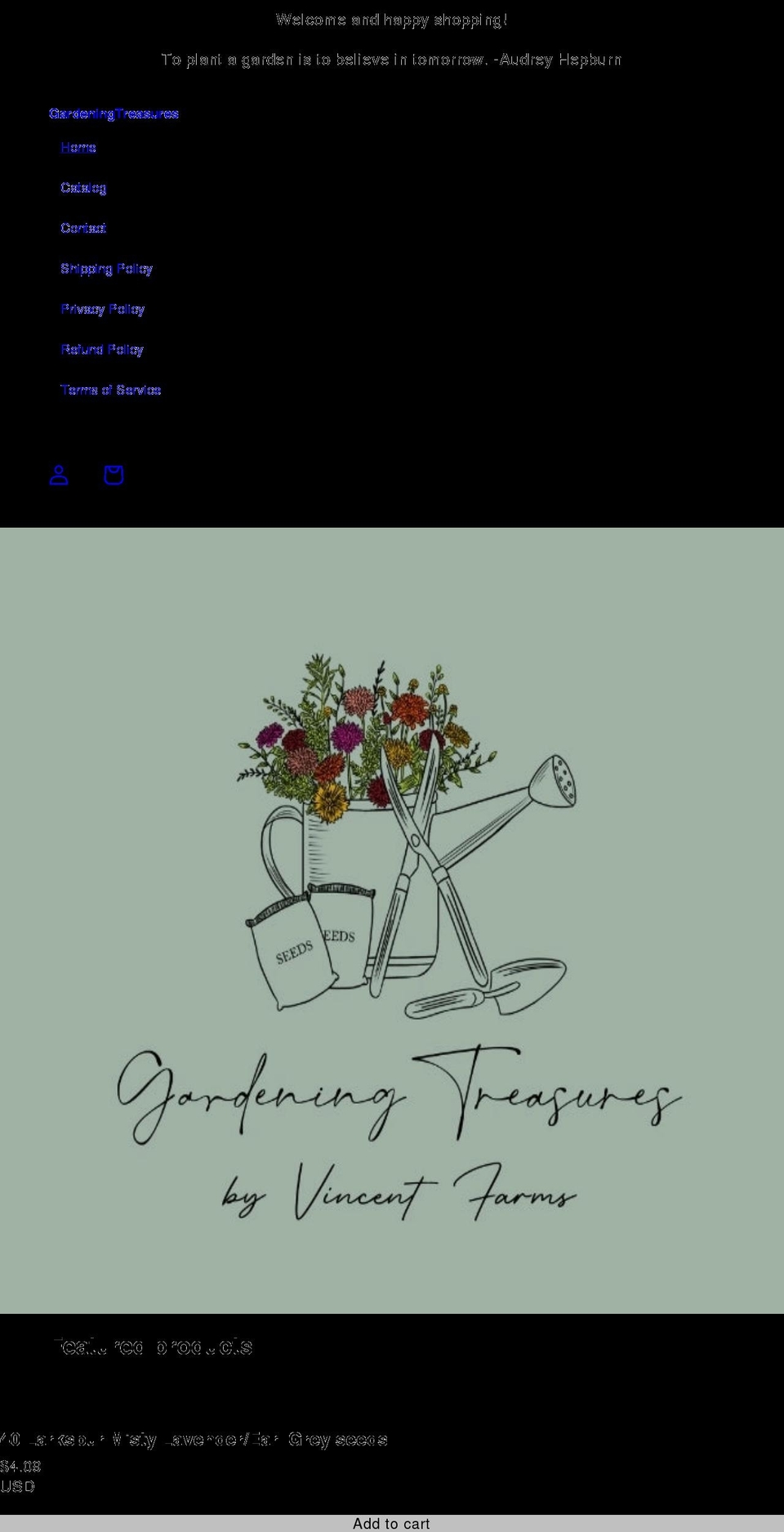 gardeningtreasures.com shopify website screenshot