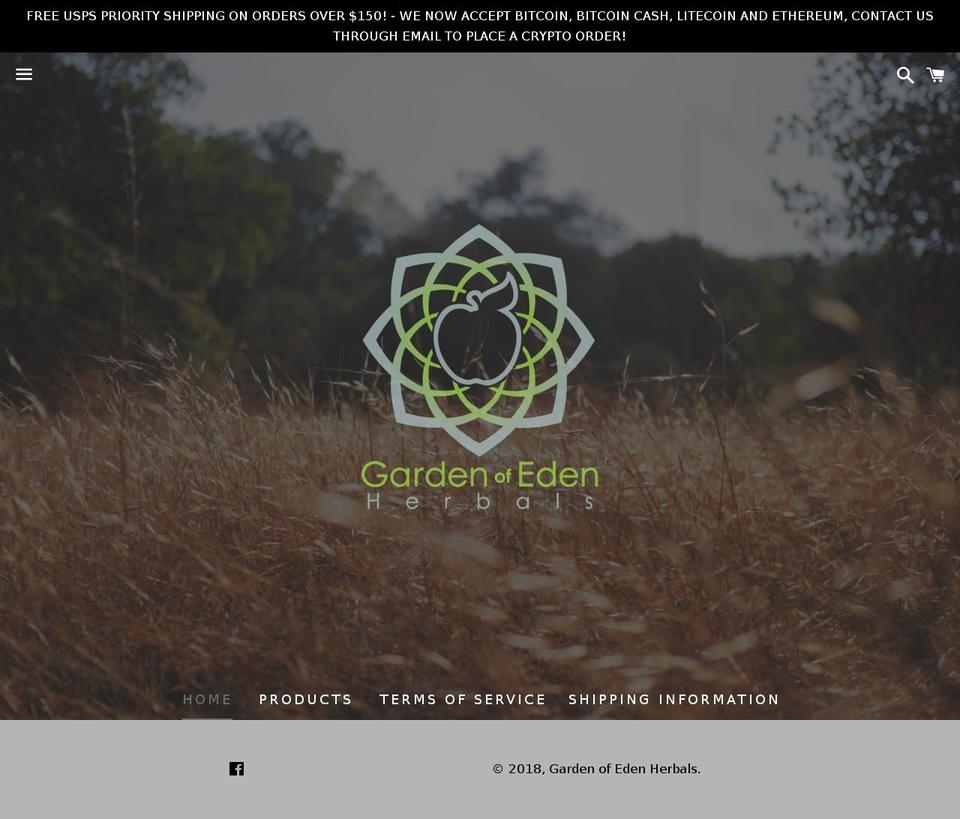 gardenofedenherbals.com shopify website screenshot
