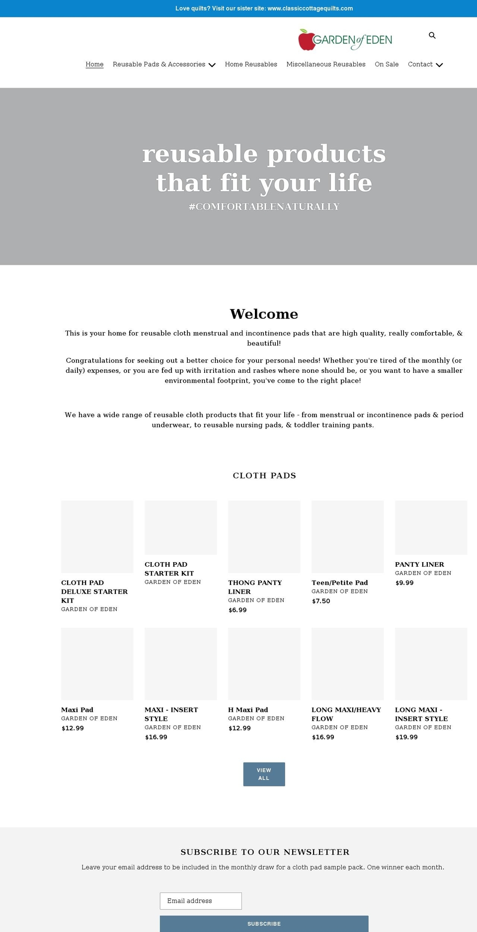 gardenofedenreusables.com shopify website screenshot