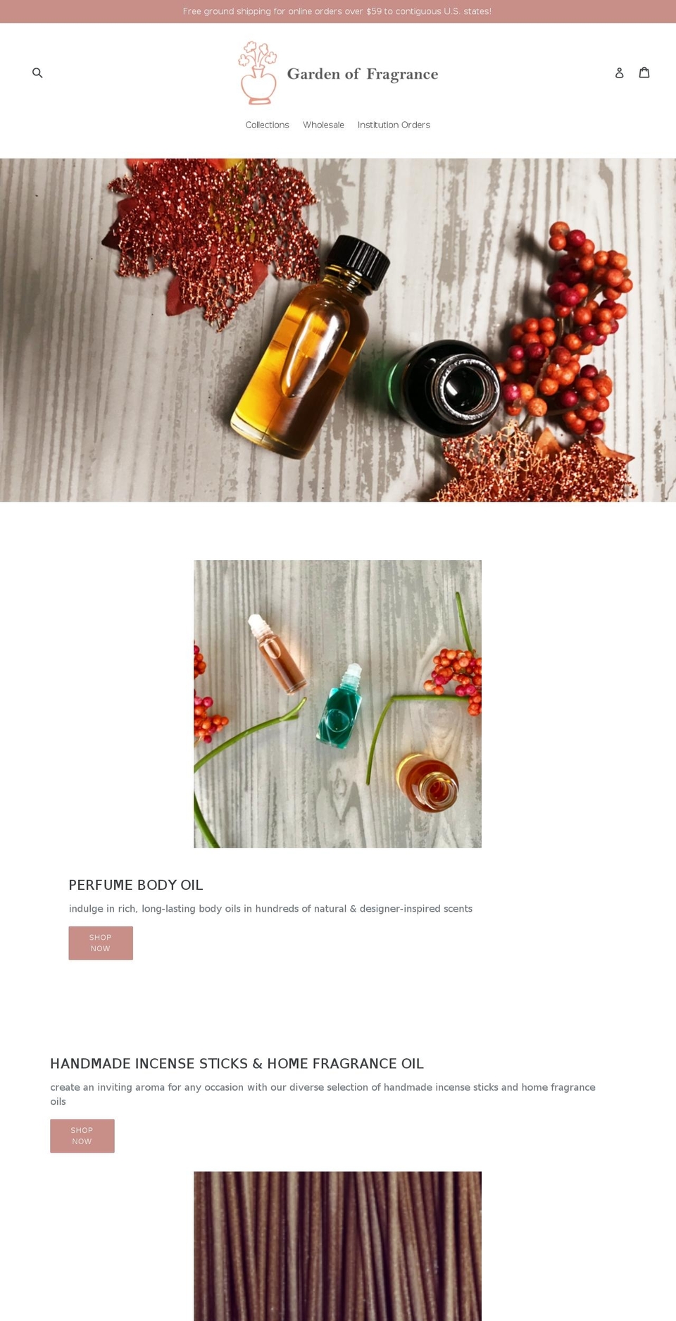 gardenoffragrance.com shopify website screenshot