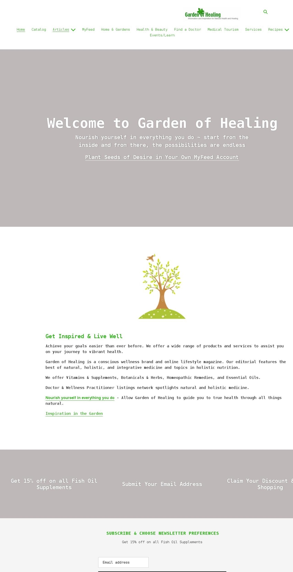 gardenofhealing.com shopify website screenshot