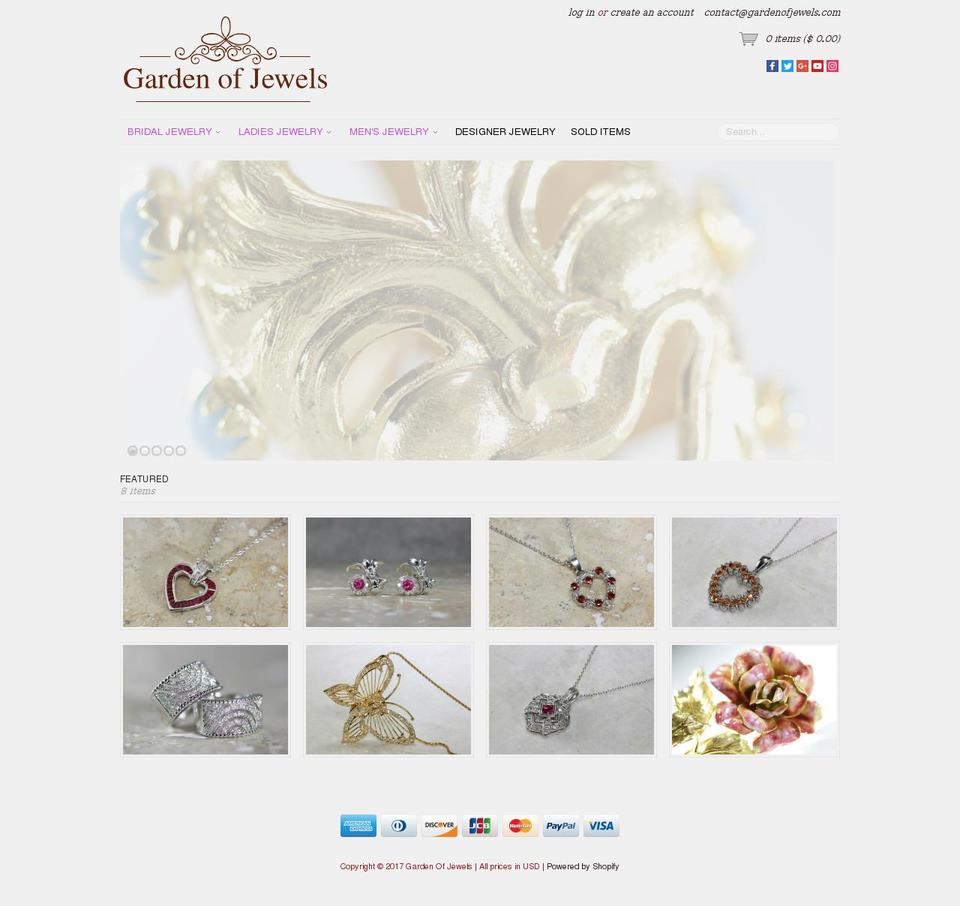 gardenofjewels.com shopify website screenshot
