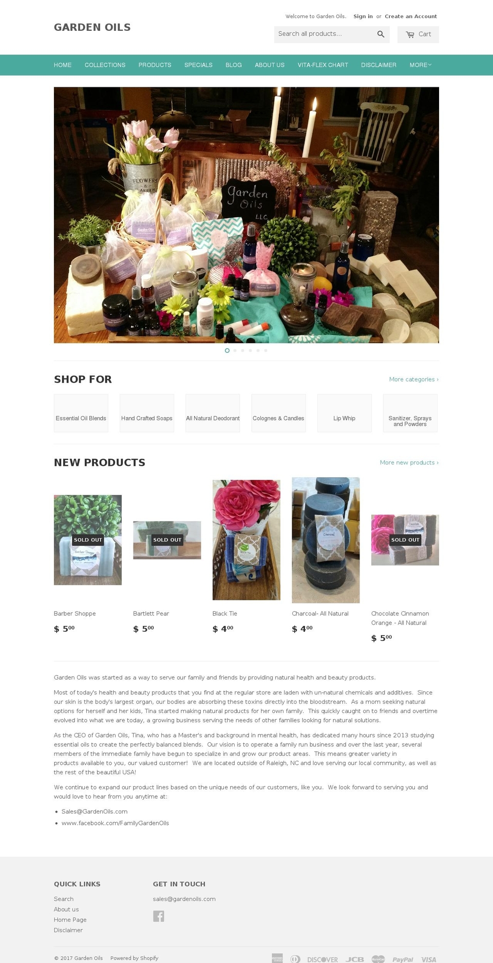 gardenoils.com shopify website screenshot