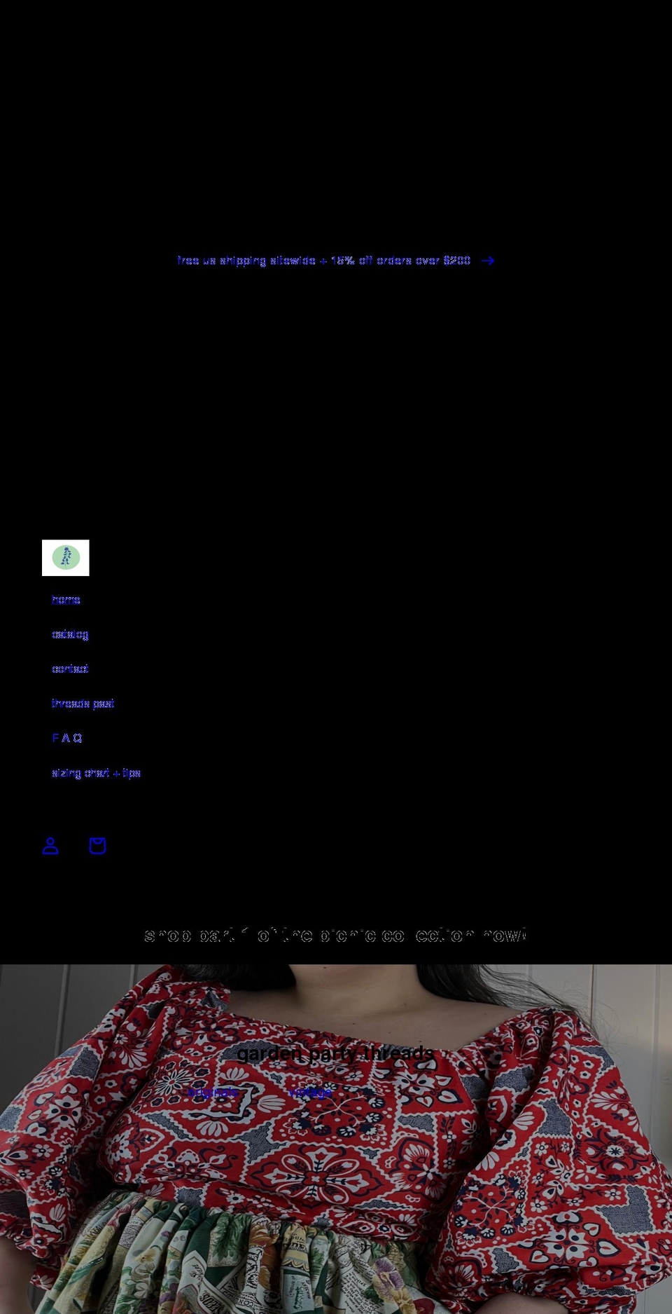 gardenpartythreads.com shopify website screenshot