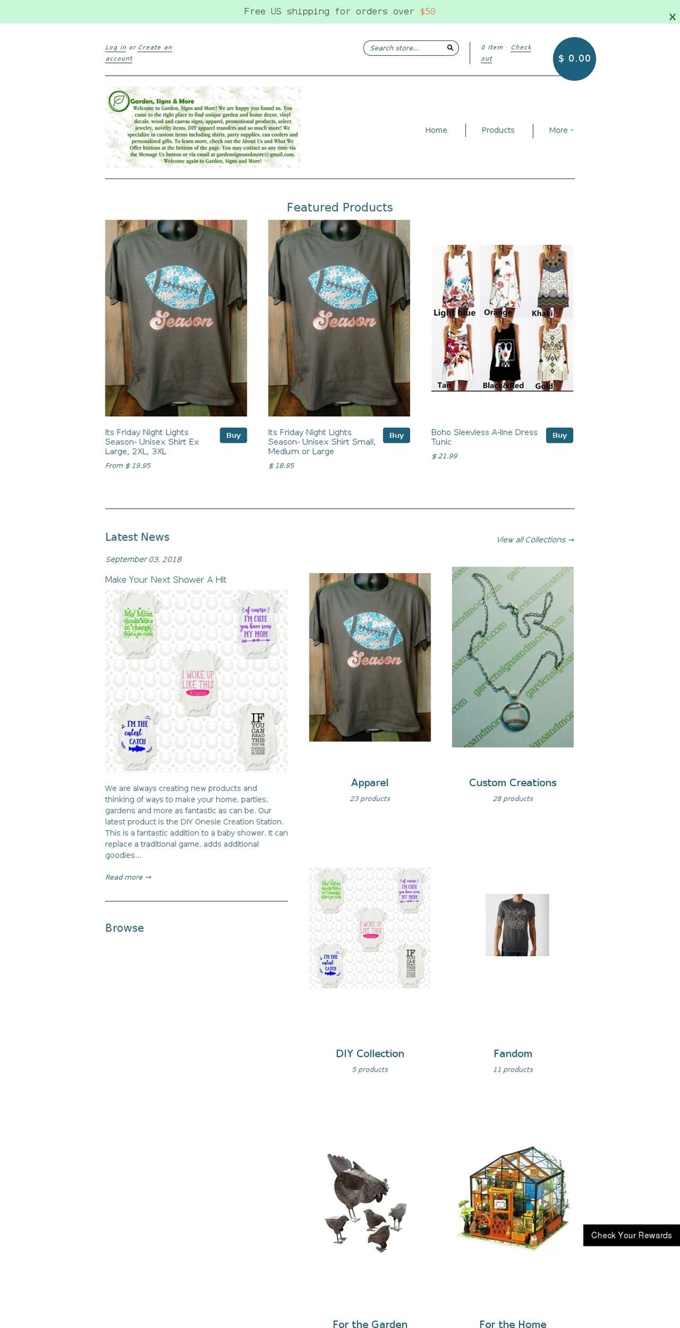 gardensignsandmore.com — Shopify storefront screenshot