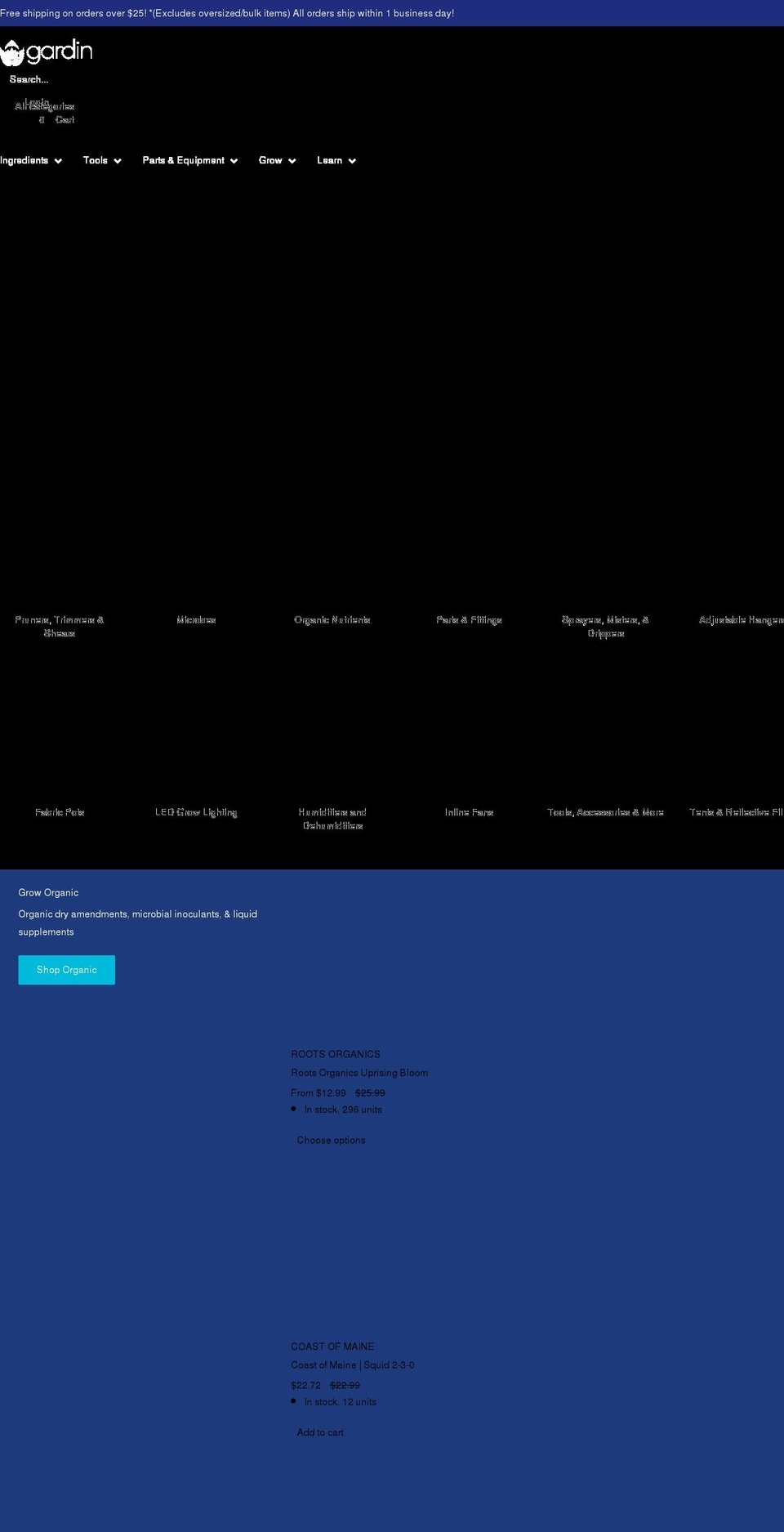 gardinwarehouse.com — Shopify storefront screenshot