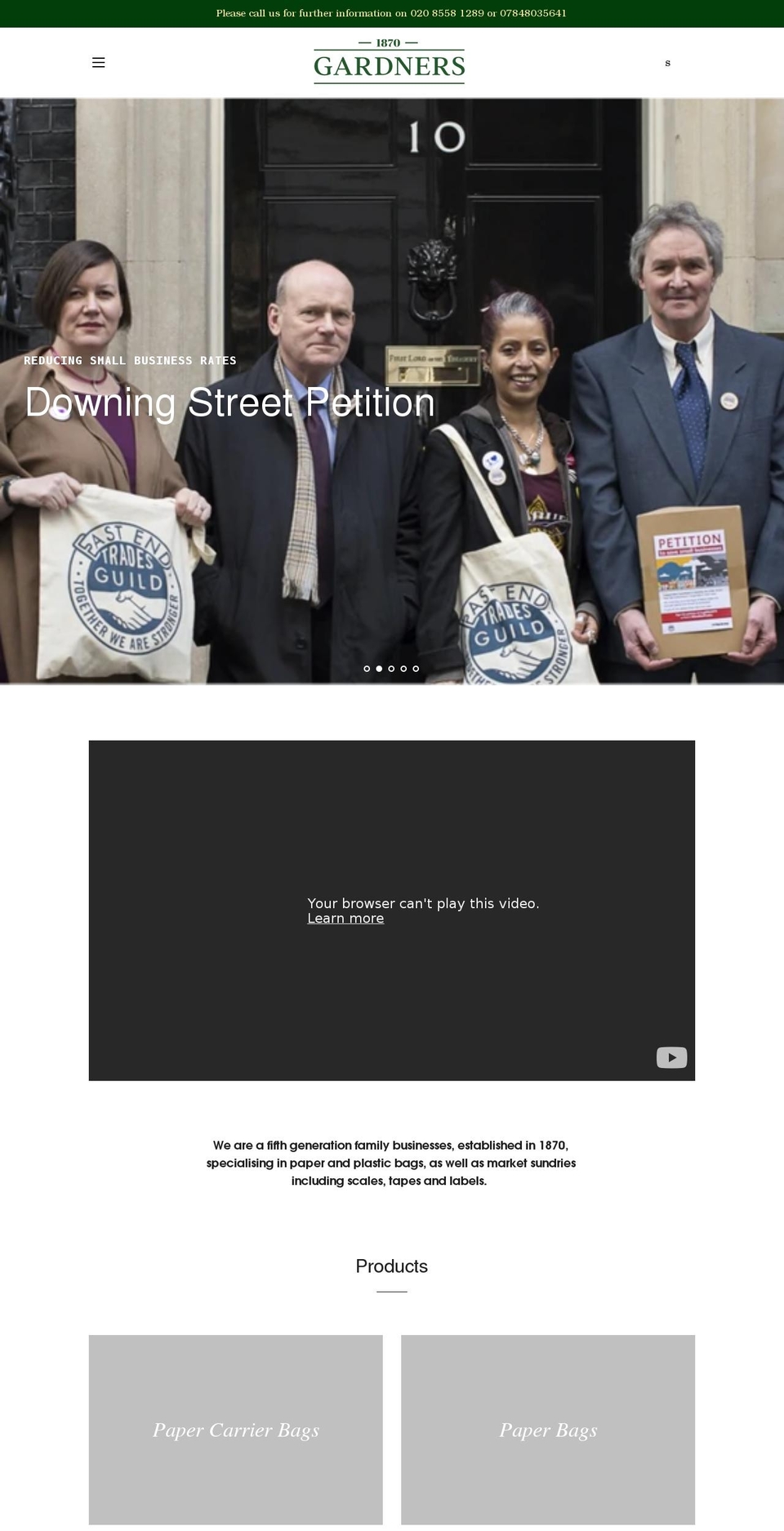 gardnersbags.com shopify website screenshot