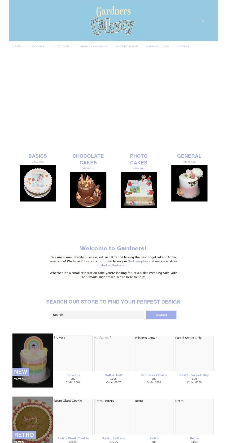 Bakery Shopify theme site example gardnerscakery.co.uk