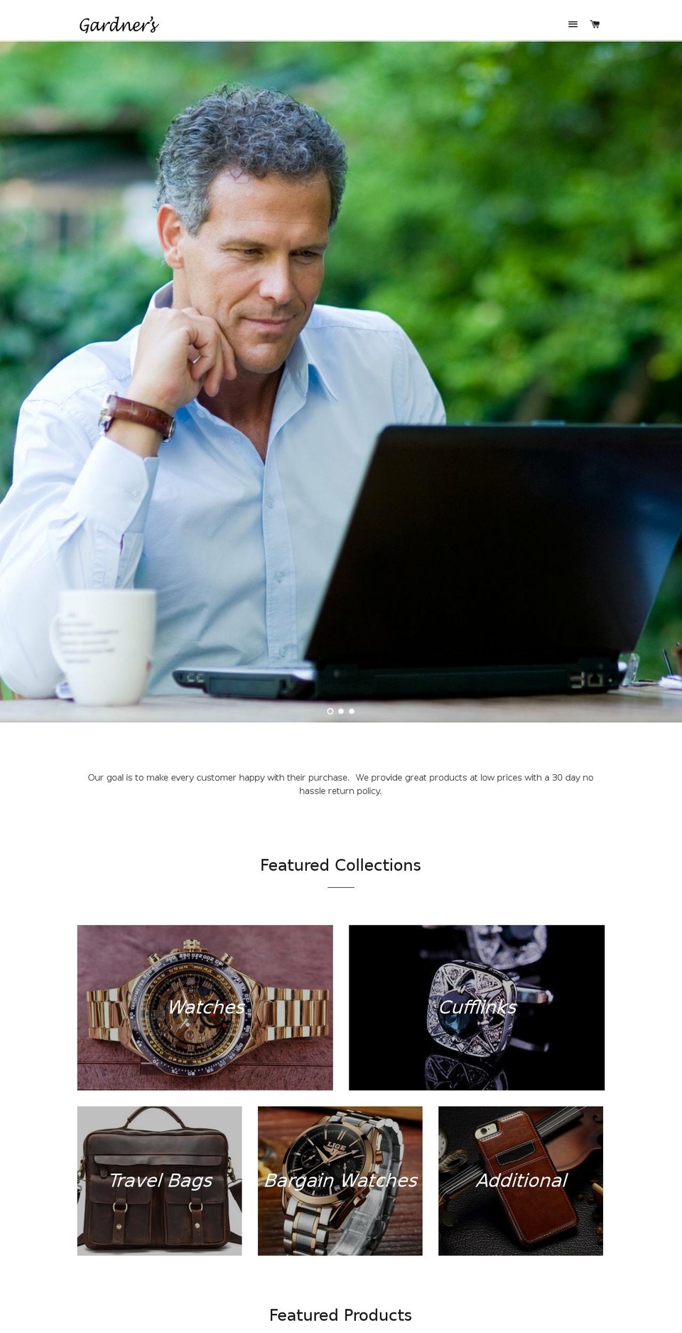 gardnersmensstore.com shopify website screenshot