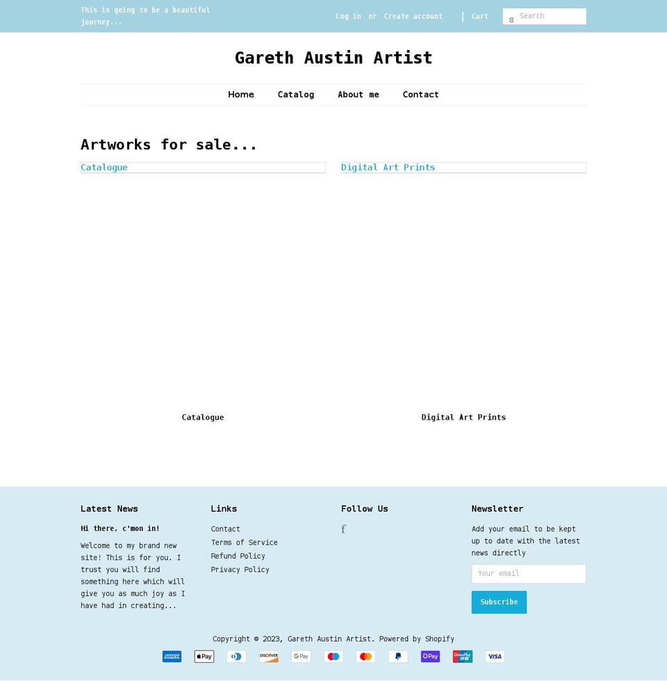 garethaustinartist.com shopify website screenshot