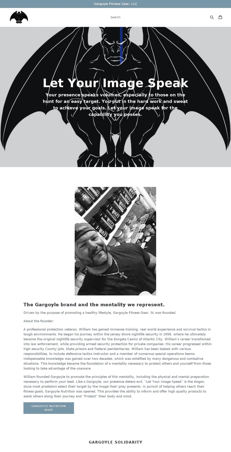 gargoylefitnessgear.com — Shopify storefront screenshot