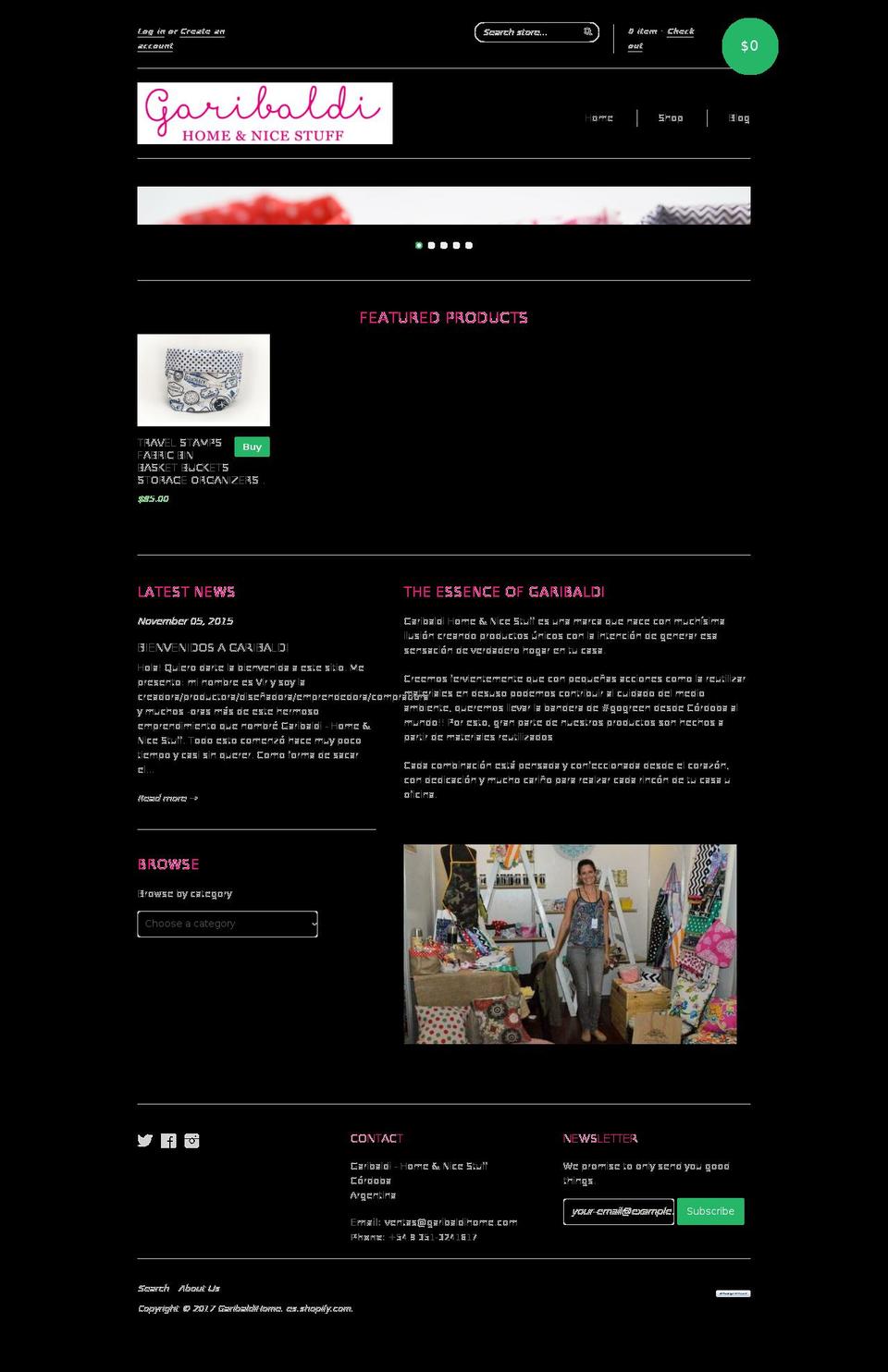 garibaldihome.com shopify website screenshot