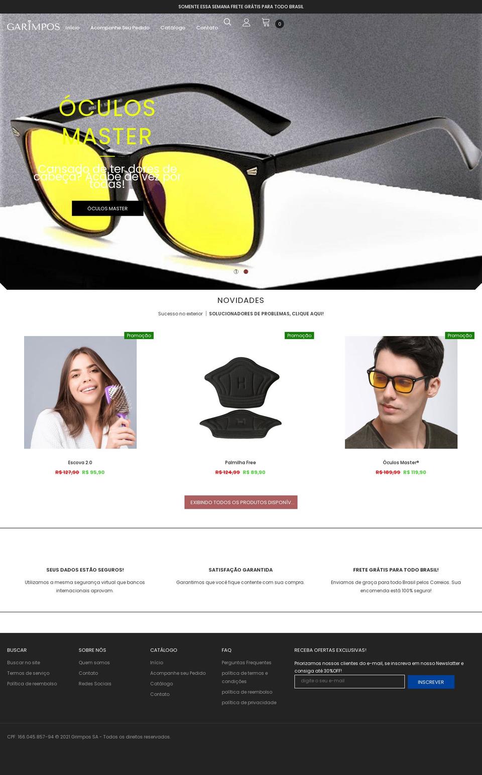 garimpos.com shopify website screenshot