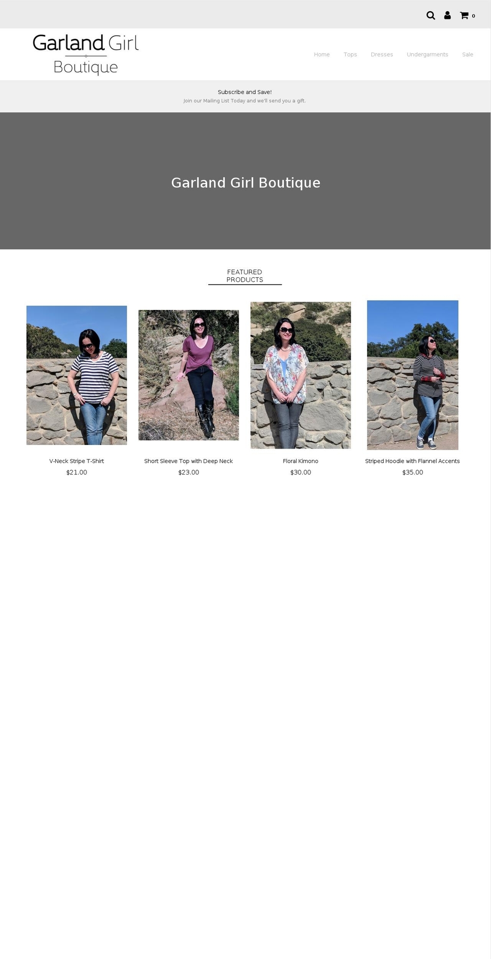 garlandgirlboutique.com — Shopify storefront screenshot