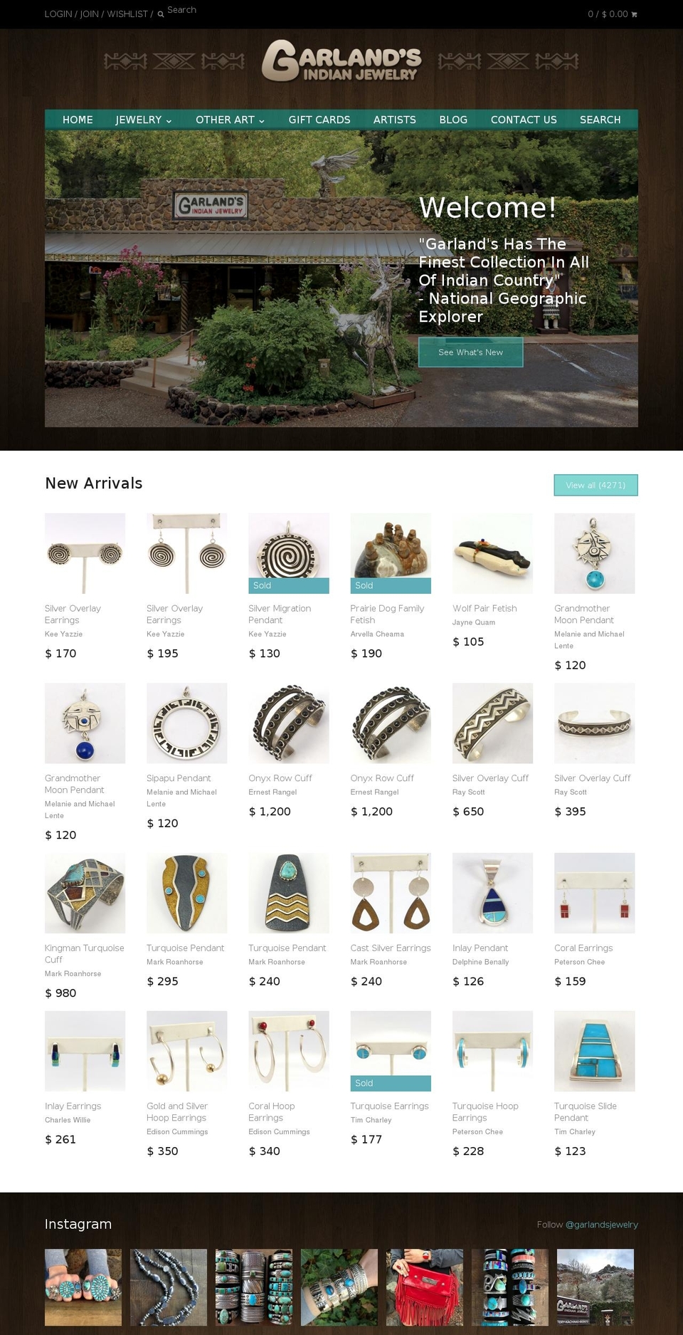 garlandsjewelry.com shopify website screenshot