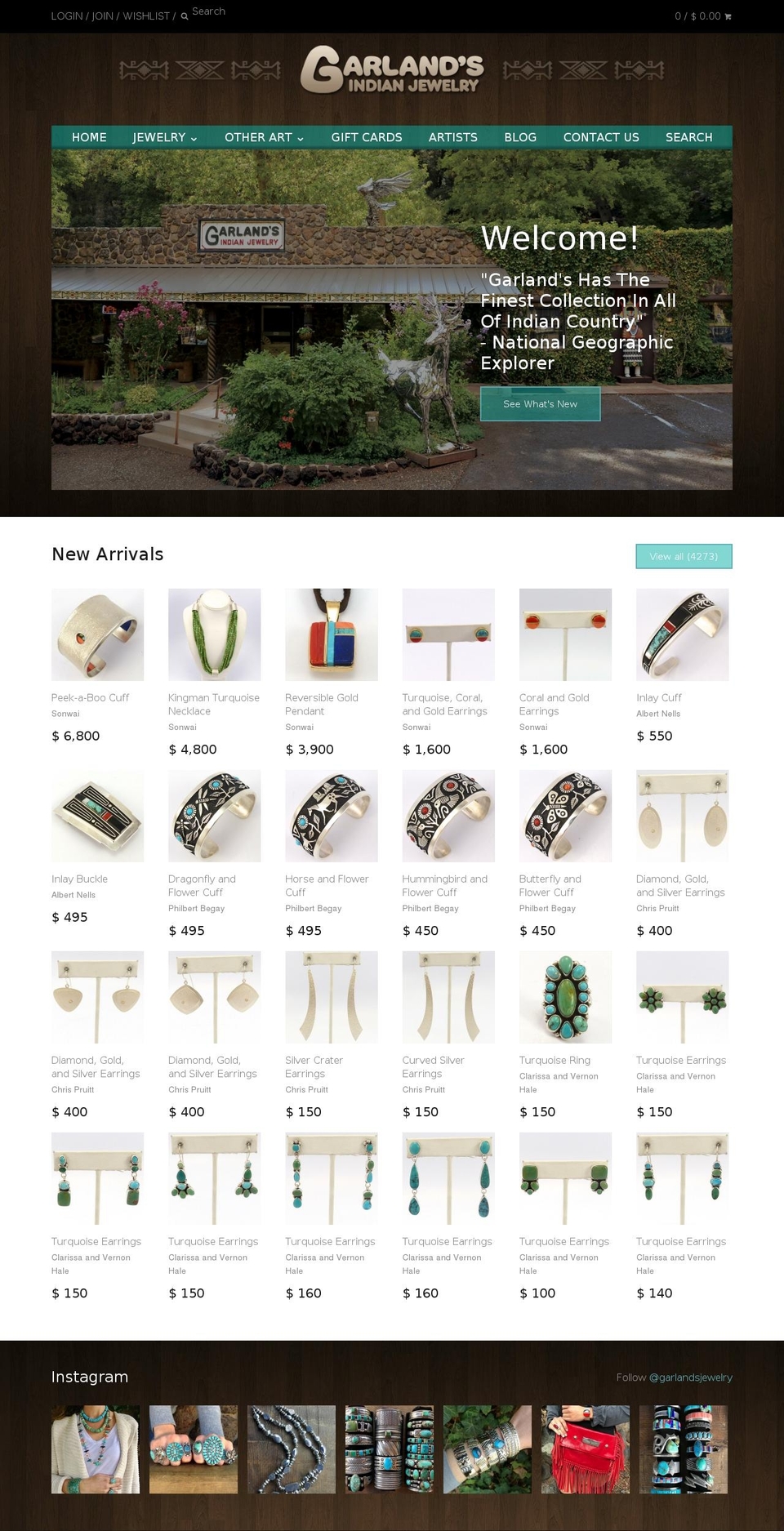 garlandsjewlery.com shopify website screenshot