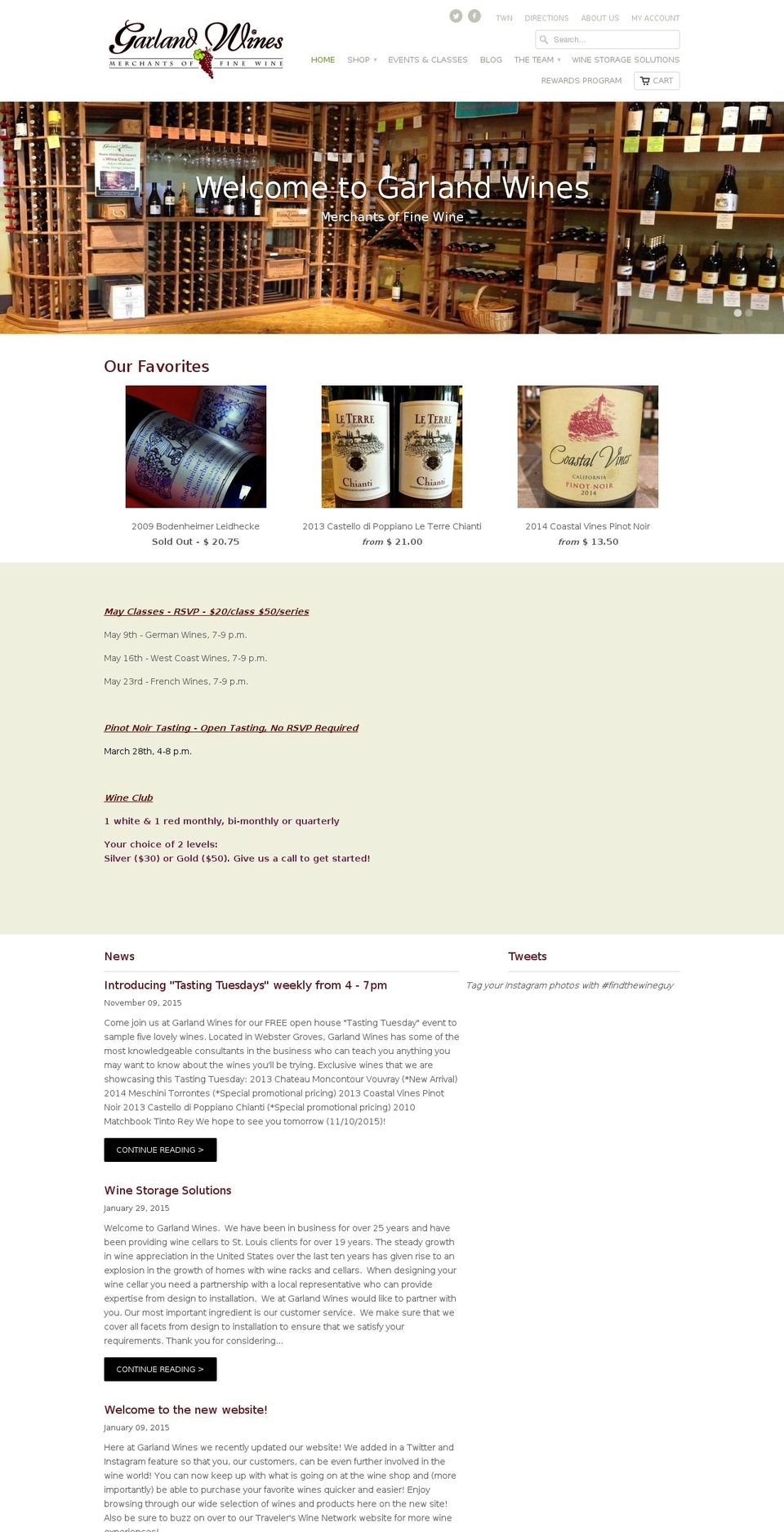 garlandwines.com shopify website screenshot