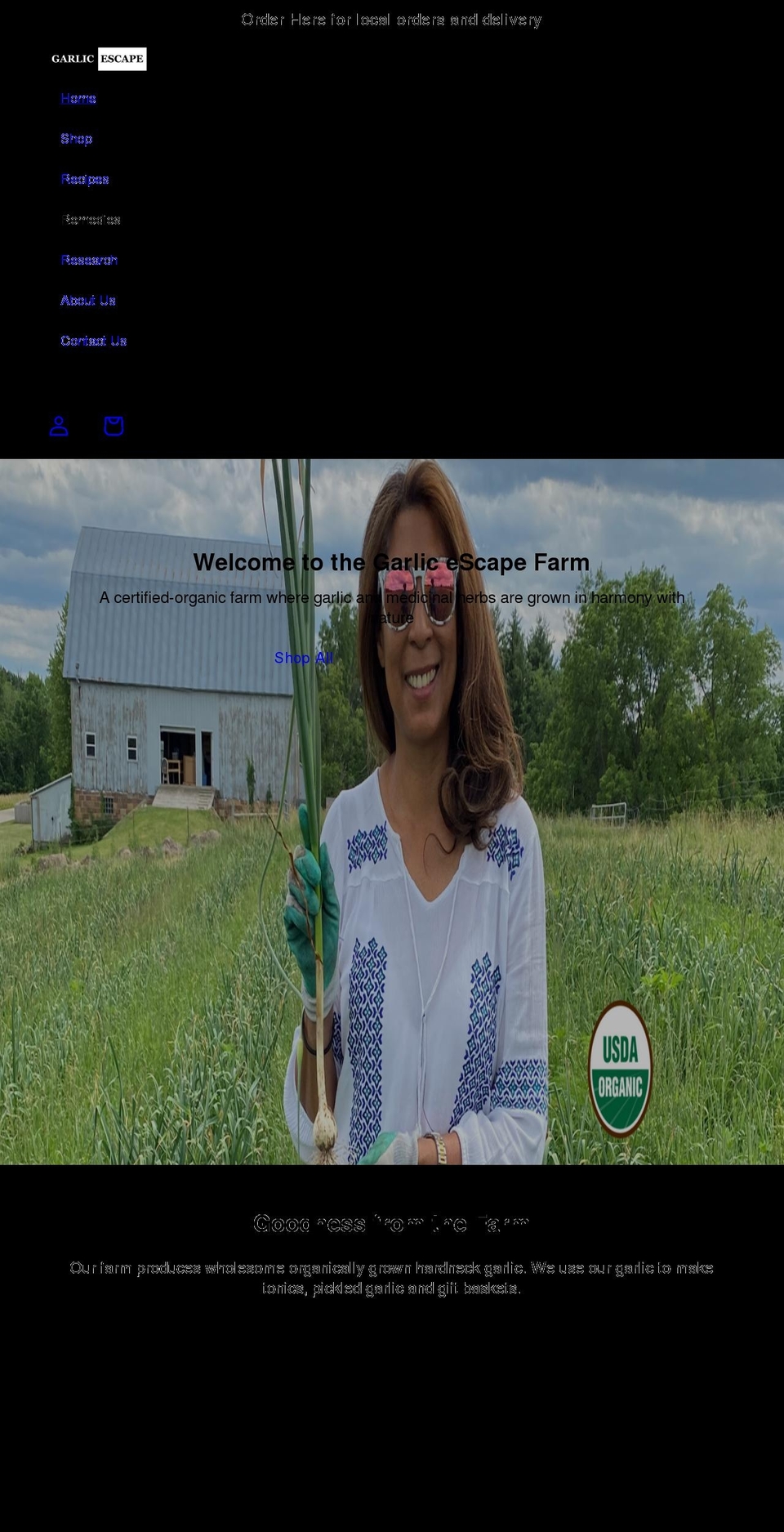 garlicescape.com shopify website screenshot