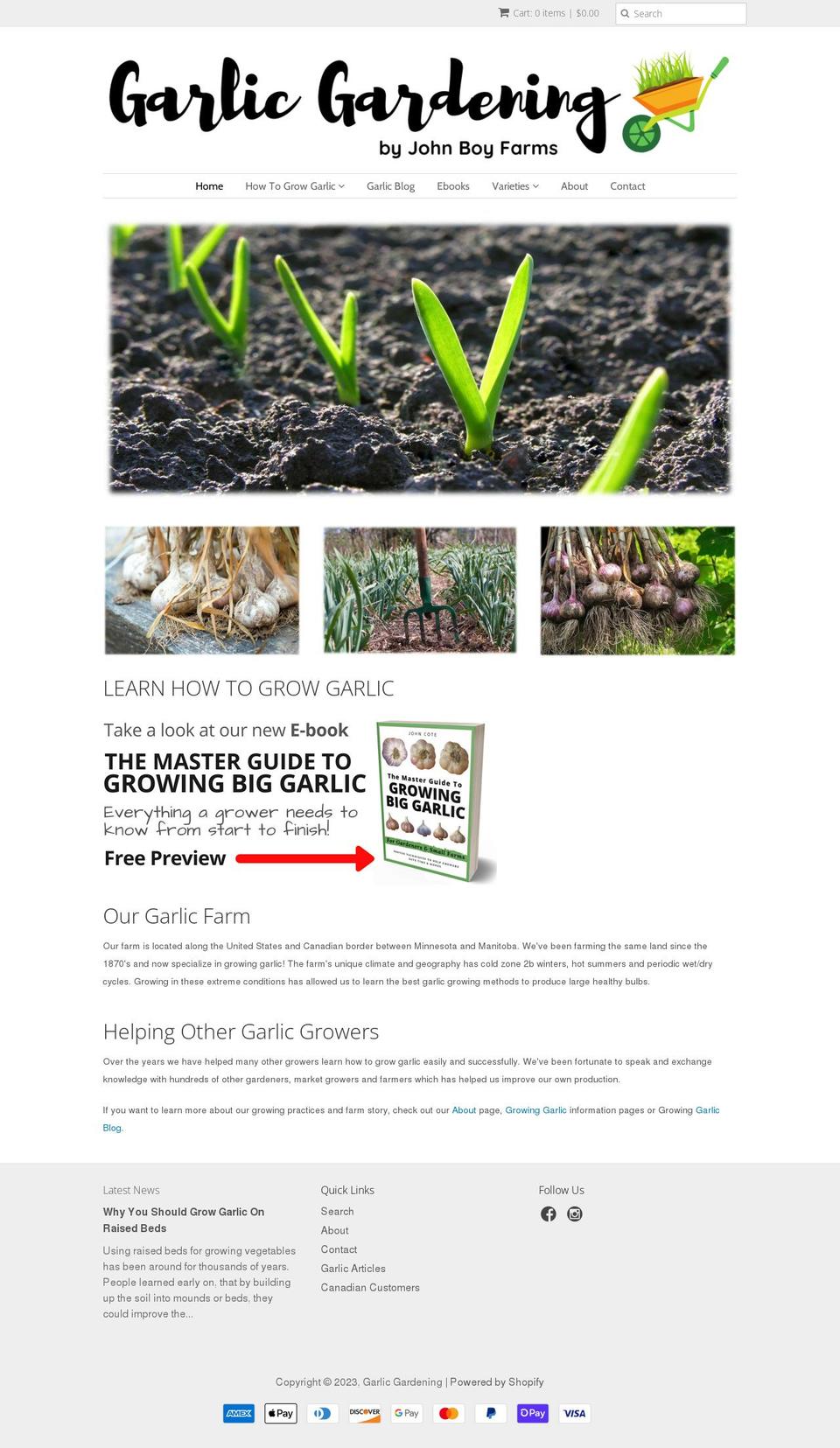 garlicgardening.com shopify website screenshot
