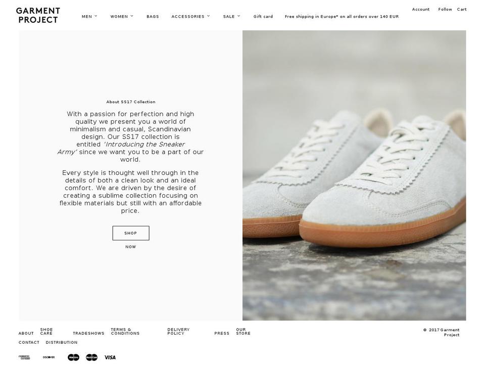 garmentproject.com shopify website screenshot