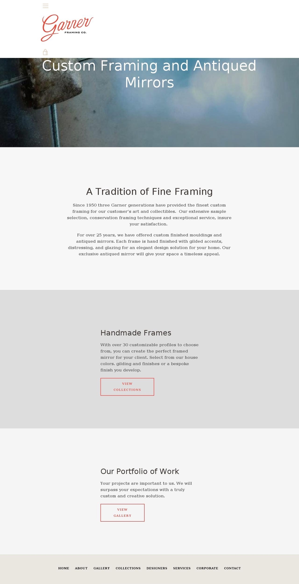 garnerframing.com — Shopify storefront screenshot