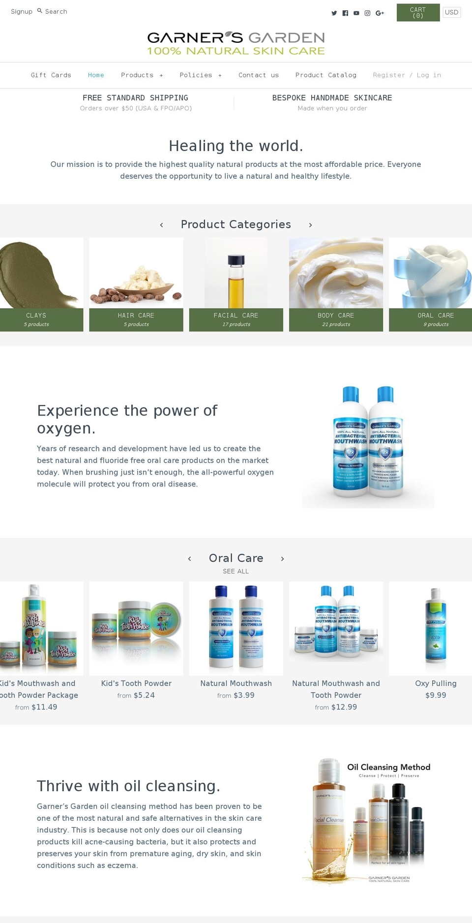 garnersgarden.com — Shopify storefront screenshot