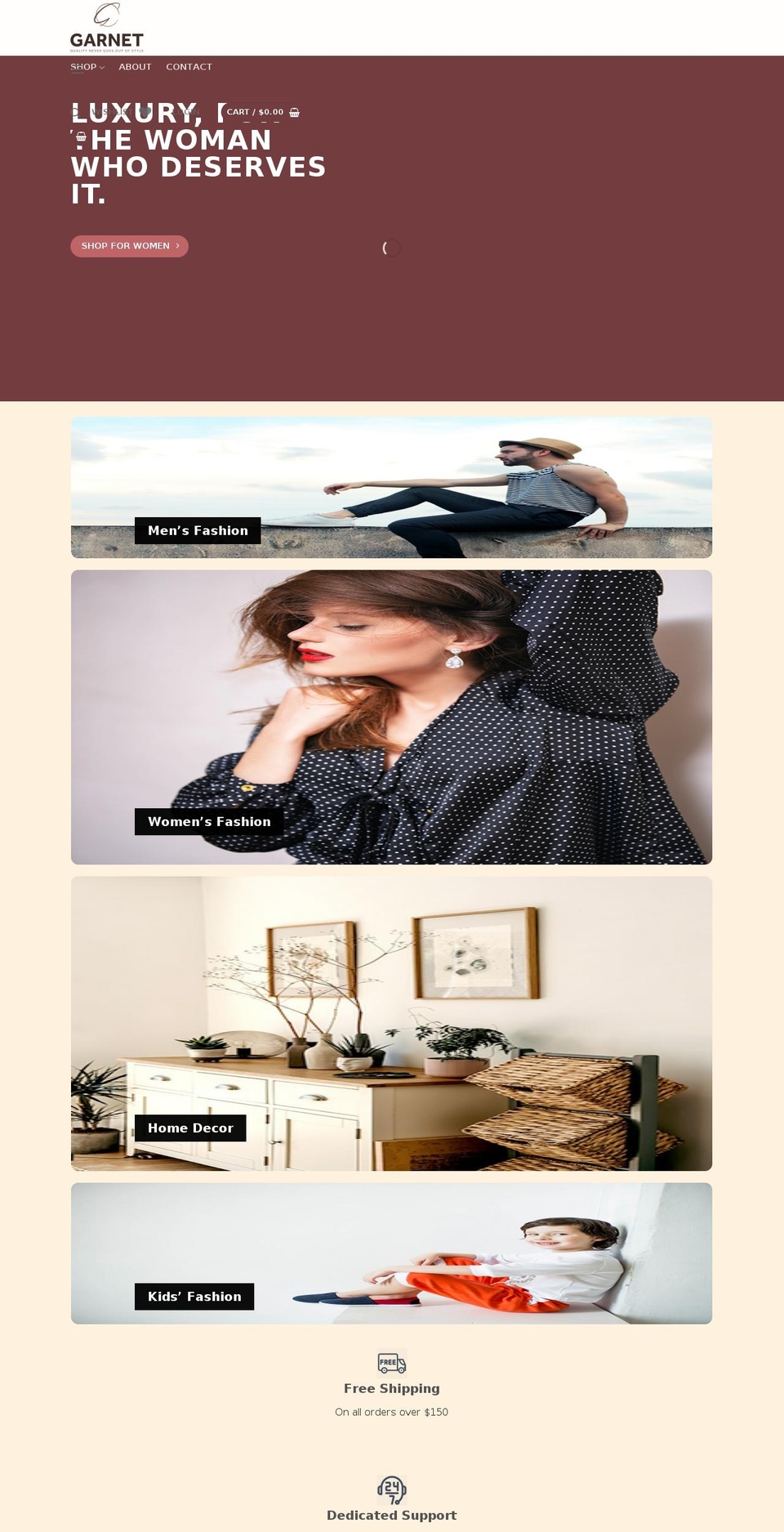 garnetfashion.com — Shopify storefront screenshot