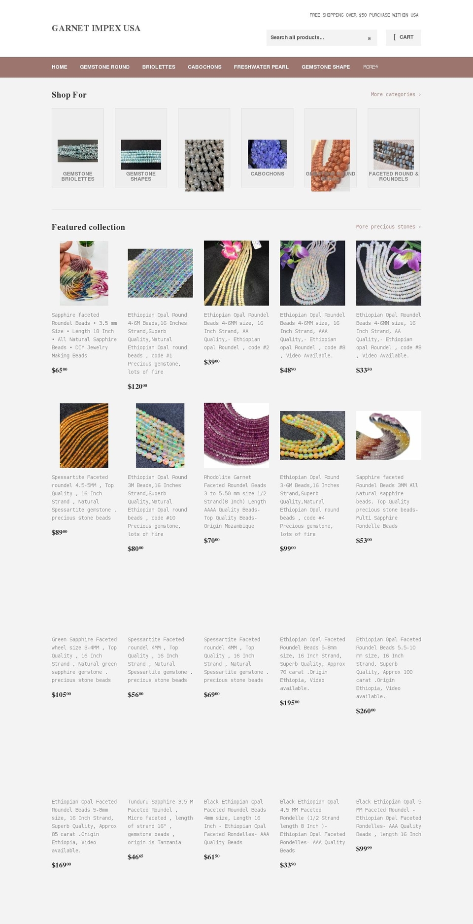 garnetimpexusa.com shopify website screenshot