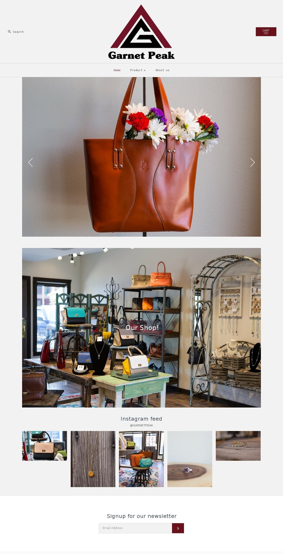 garnetpeak.com — Shopify storefront screenshot