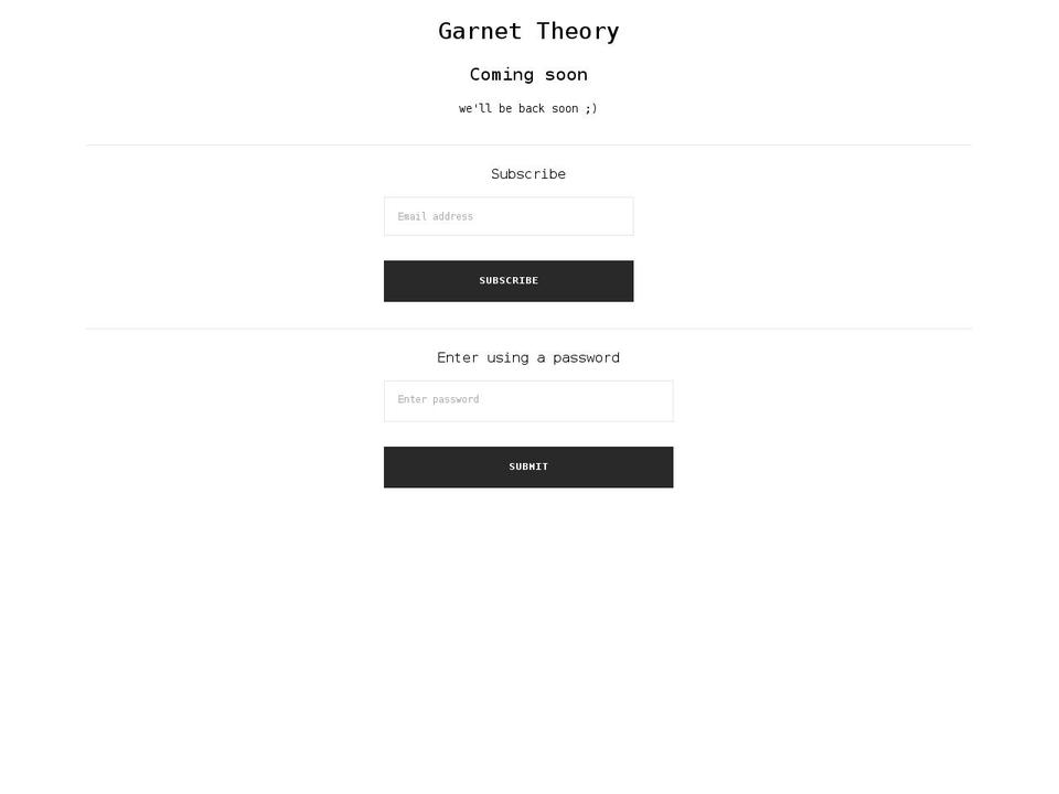 garnettheory.com shopify website screenshot