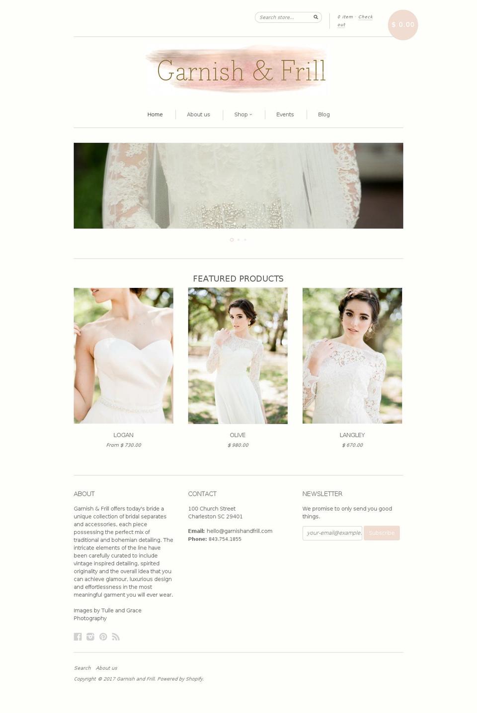 garnishandfrill.com shopify website screenshot