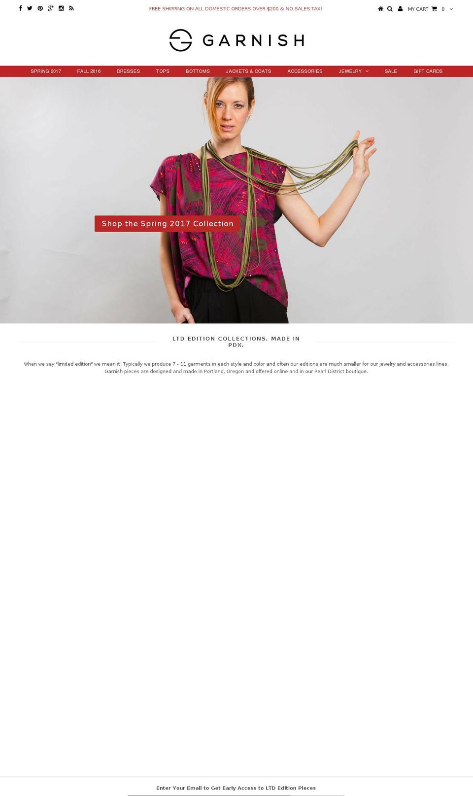 garnishapparel.com shopify website screenshot