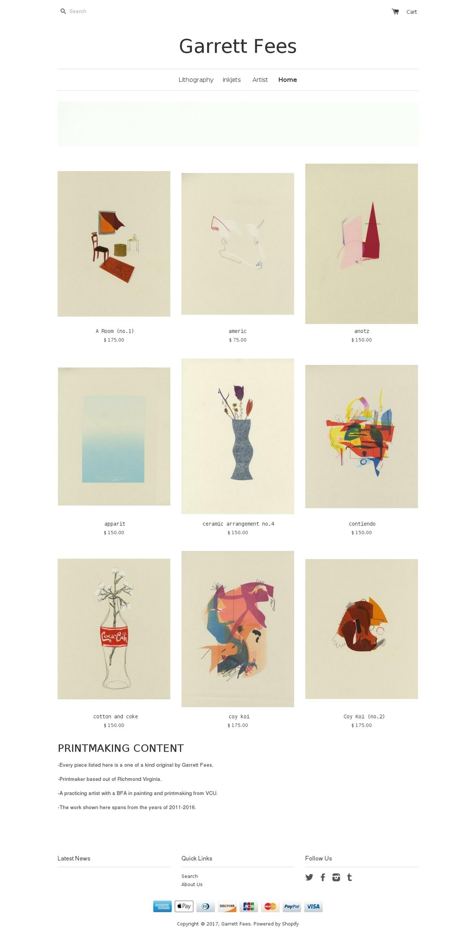 garrett-fees.com shopify website screenshot