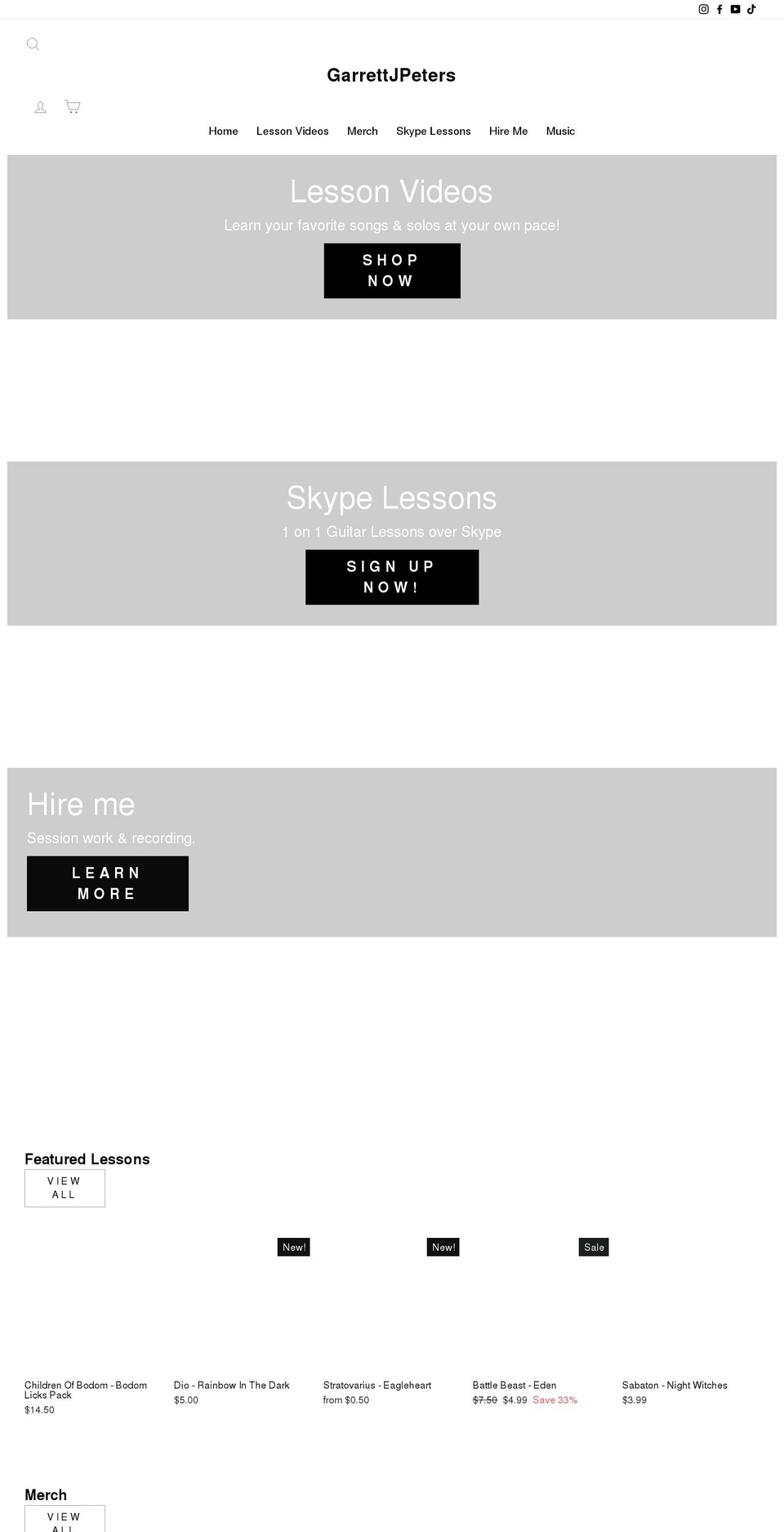 garrettjpeters.com shopify website screenshot