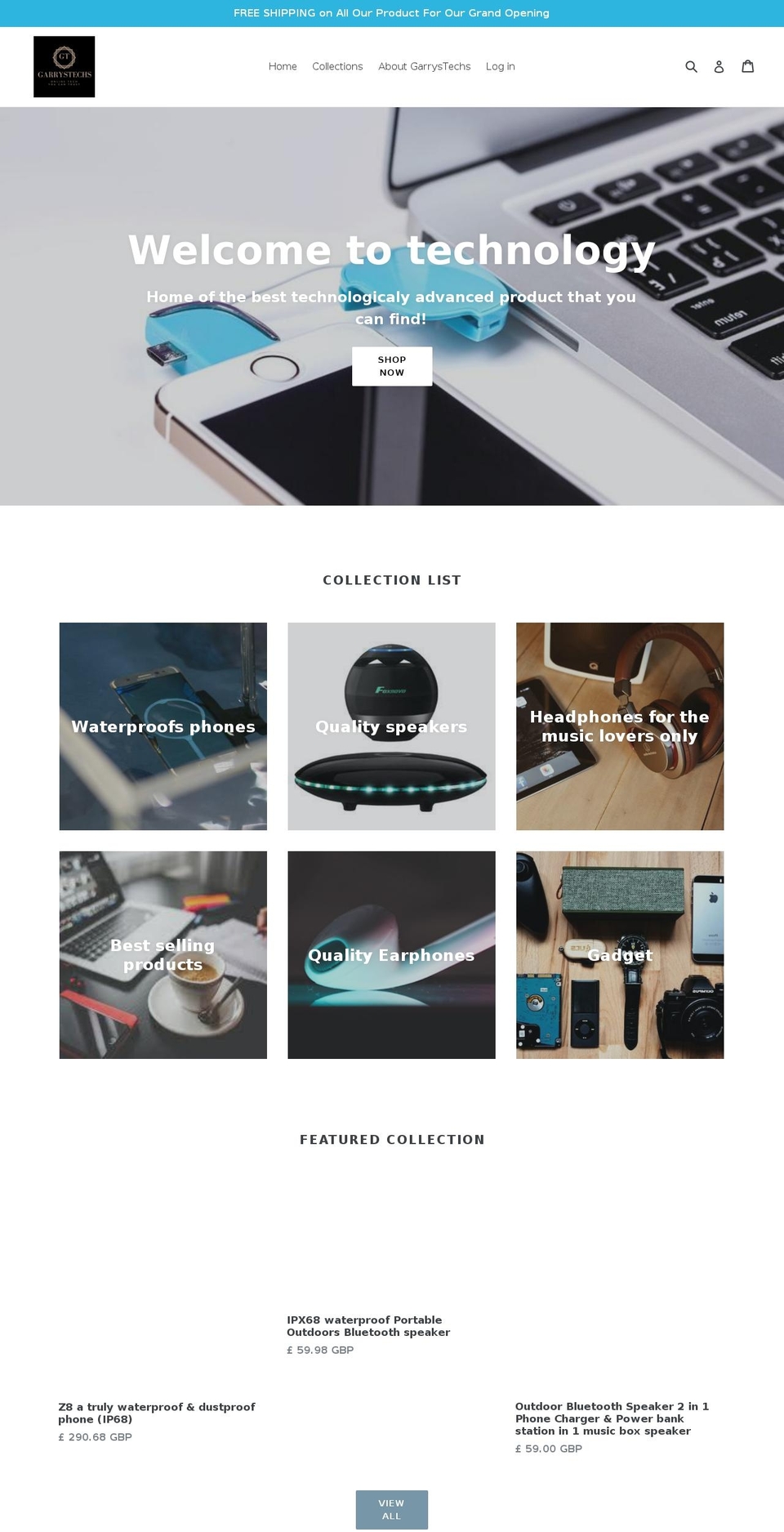 garrystech.com — Shopify storefront screenshot